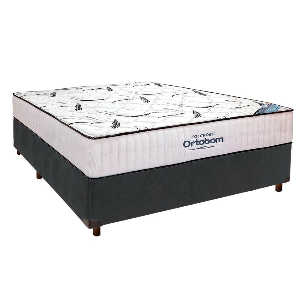 Cama Box Perola + Colchão Casal High Foam Ortobom - 1
