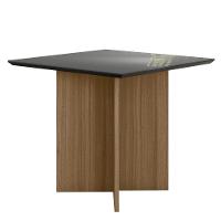 Mesa De Jantar Quadrada 4 Lugares 90cm Tampo Chanfrado Com Vidro Helô Carvalho/grafite/preto - Poliman - 1