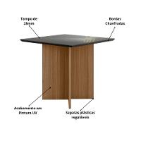 Mesa De Jantar Quadrada 4 Lugares 90cm Tampo Chanfrado Com Vidro Helô Carvalho/grafite/preto - Poliman - 2