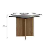 Mesa De Jantar Quadrada 4 Lugares 90cm Tampo Chanfrado Com Vidro Helô Carvalho/grafite/preto - Poliman - 3