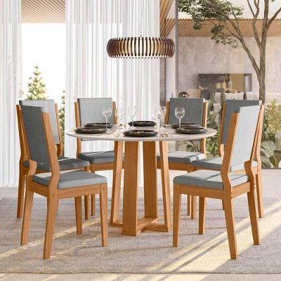 Conjunto Sala De Jantar Mesa Isabela 1,17m Com 6 Cadeiras Carol Ypê/off White/ln02 - New Ceval 