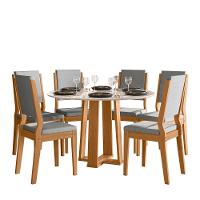 Conjunto Sala De Jantar Mesa Isabela 1,17m Com 6 Cadeiras Carol Ypê/off White/ln02 - New Ceval  - 2