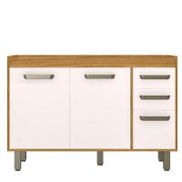 Balcão Para Pia 120cm 3 Portas E 2 Gavetas Sem Tampo Malta Freijó/off Acetinado - Poliman - 1