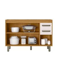 Balcão Para Pia 120cm 3 Portas E 2 Gavetas Sem Tampo Malta Freijó/off Acetinado - Poliman - 5