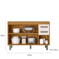 Balcão Para Pia 120cm 3 Portas E 2 Gavetas Sem Tampo Malta Freijó/off Acetinado - Poliman - 7