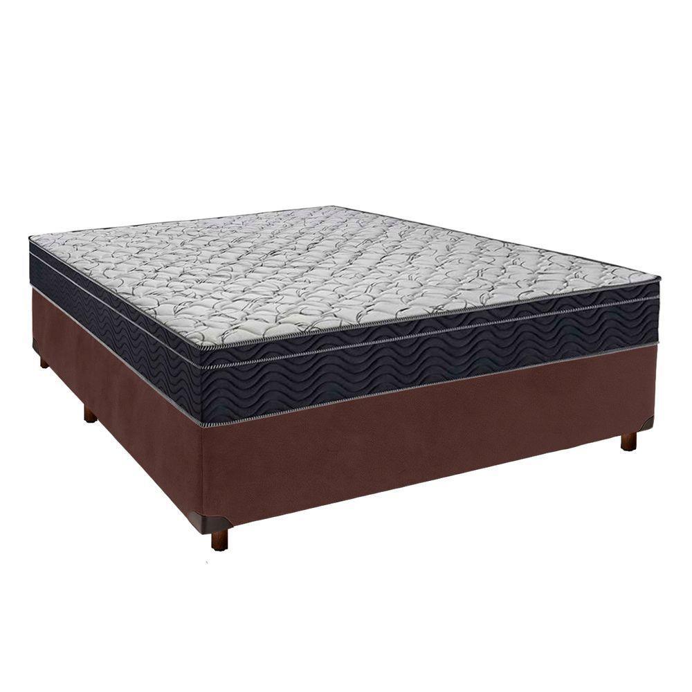 Cama Box Cinza + Colchão Casal Airtech 150 Ortobom - 1