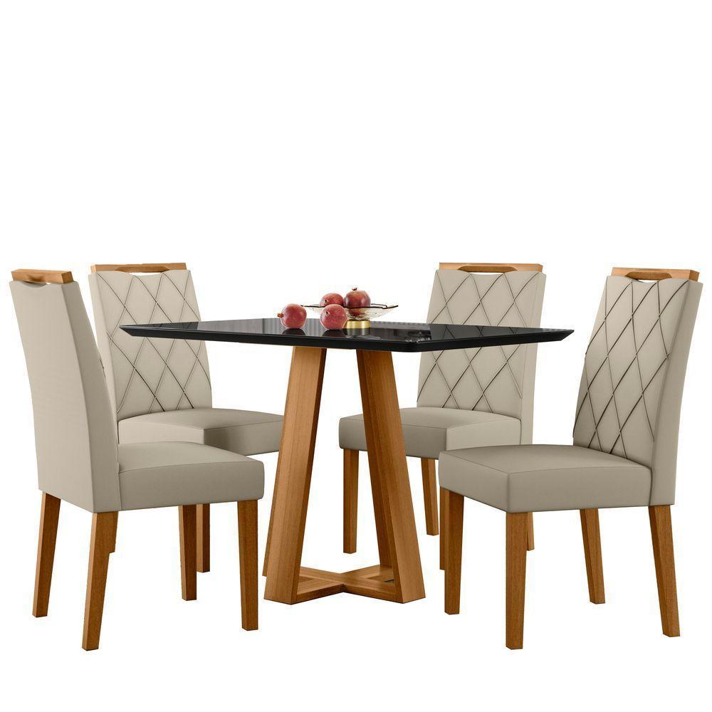 Conjunto Sala De Jantar Mesa Lectus 1,20m Com 4 Cadeiras Sarah Ypê/preto/ja01 - New Ceval  - 2