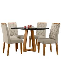 Conjunto Sala De Jantar Mesa Lectus 1,20m Com 4 Cadeiras Sarah Ypê/preto/ja01 - New Ceval  - 2