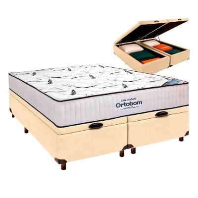 Box Bau Blindado Cinza + Colchão Queen High Foam Ortobom