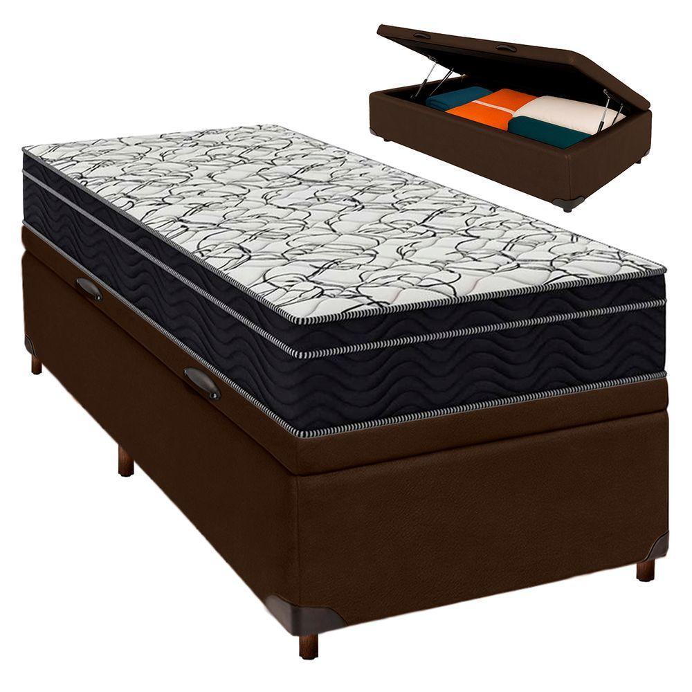 Bau Blindado Marrom + Colchão Solteiro Airtech 150 Ortobom - 1