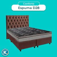 Cama Box + Colchão Casal D28 Conforto Paropas + Cabeceira Estofada