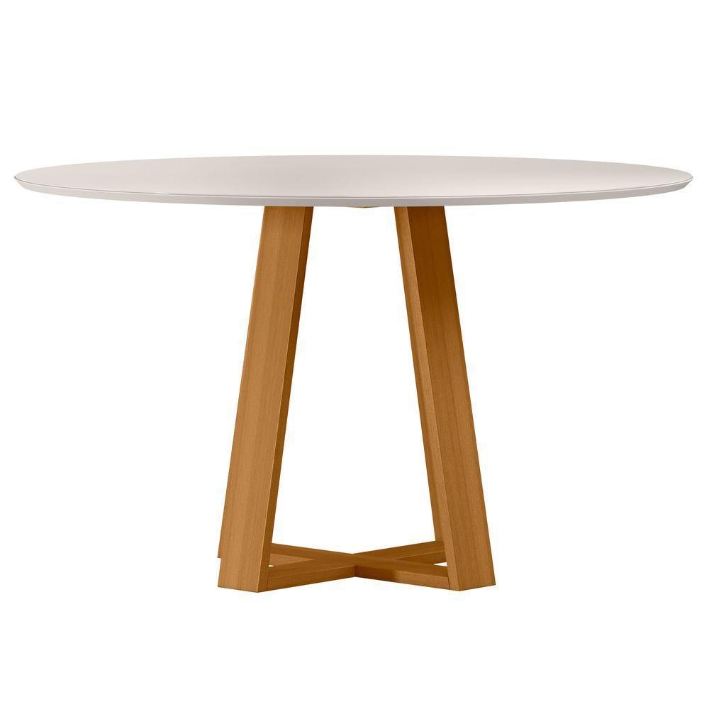 Conjunto Sala De Jantar Mesa Vitoria 1,35 Com Tampo Giratório E 6 Cadeiras Sarah Ype/off White/lux - New Ceval  - 3