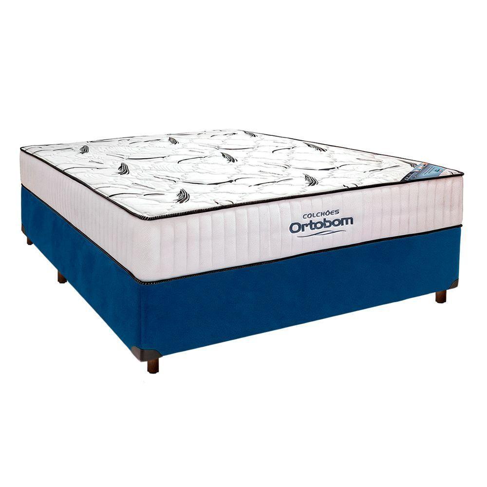 Cama Box Marrom + Colchão Casal High Foam Ortobom - 1