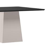 Mesa De Jantar Para 6 Lugares 1,35m Quadrada Tampo Mdf Com Vidro Barbara Off White/preto - New Ceval - 2
