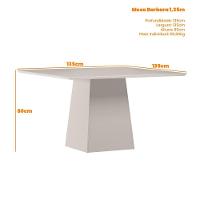 Mesa De Jantar Para 6 Lugares 1,35m Quadrada Tampo Mdf Com Vidro Barbara Off White/preto - New Ceval - 3