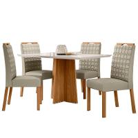 Conjunto Sala De Jantar Mesa Anitta 1,35m Com 4 Cadeiras Mariah Ypê/off White/ja01 - New Ceval - 2
