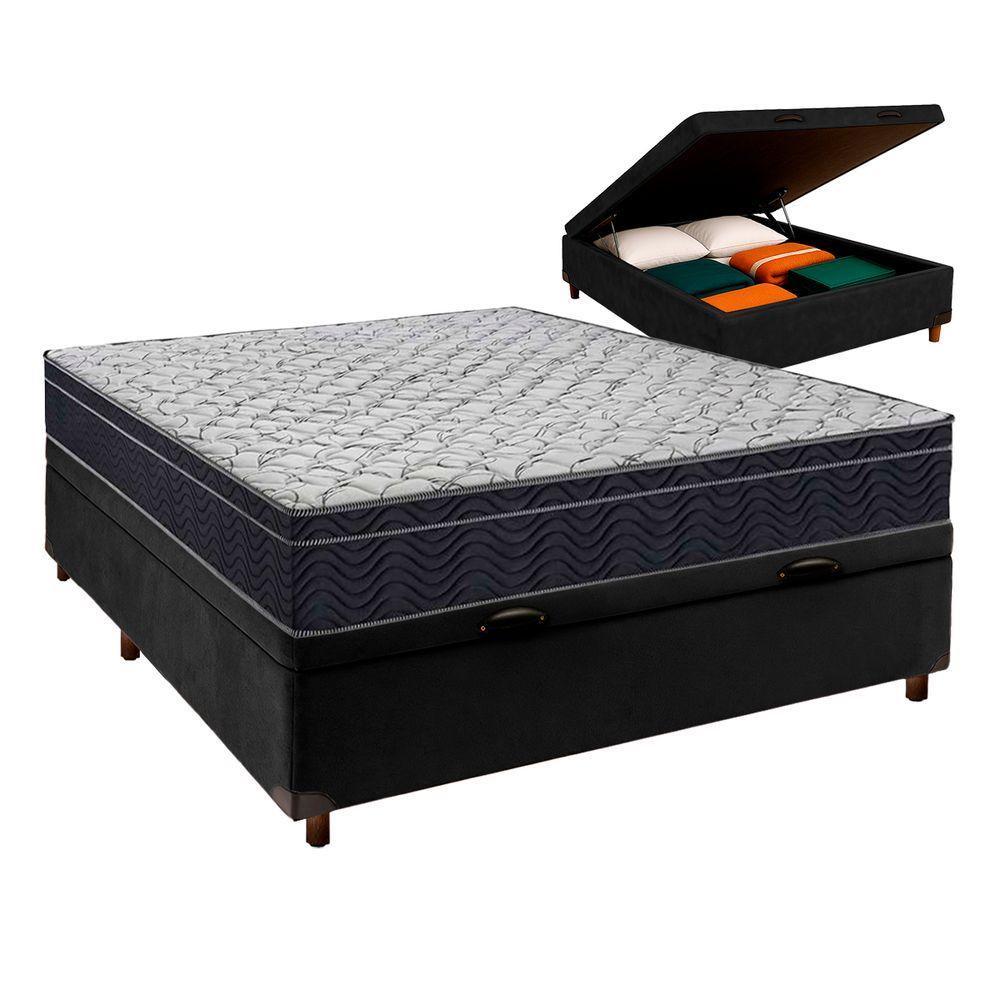 Cama Box Marrom + Colchão Casal Airtech 150 Ortobom - 1