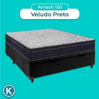 Cama Box Marrom + Colchão Casal Airtech 150 Ortobom