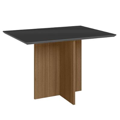 Mesa De Jantar Retangular 4 Lugares 120cm Tampo Chanfrado Com Vidro Helô Carvalho/grafite/preto - Poliman