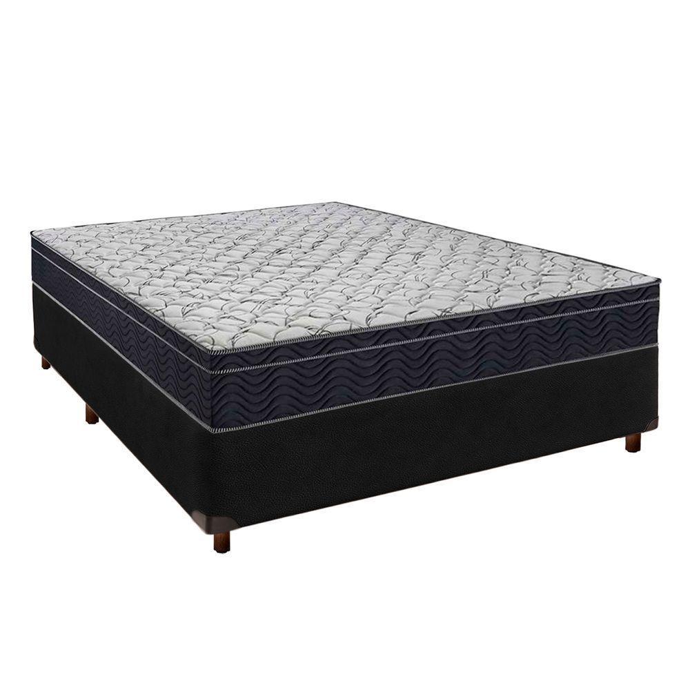 Cama Box Preto + Colchão Casal Airtech 150 Ortobom - 1