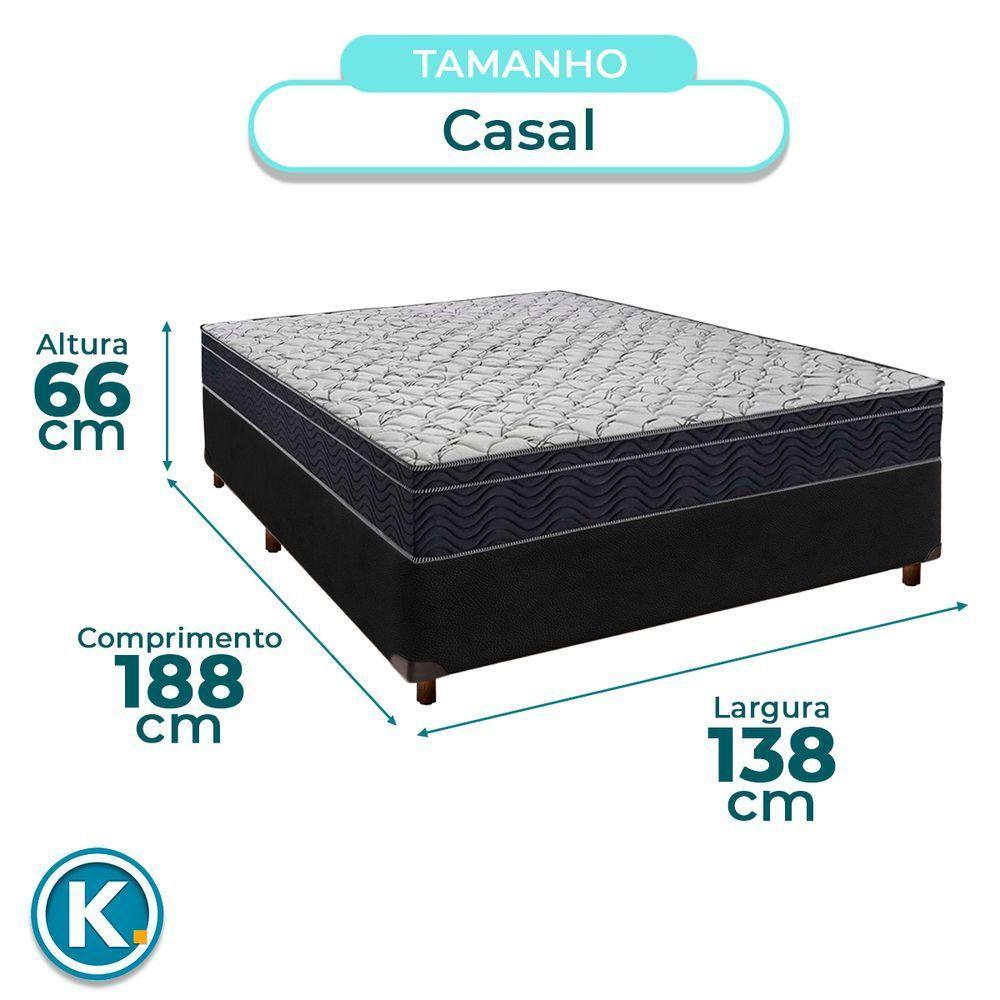 Cama Box Preto + Colchão Casal Airtech 150 Ortobom - 3