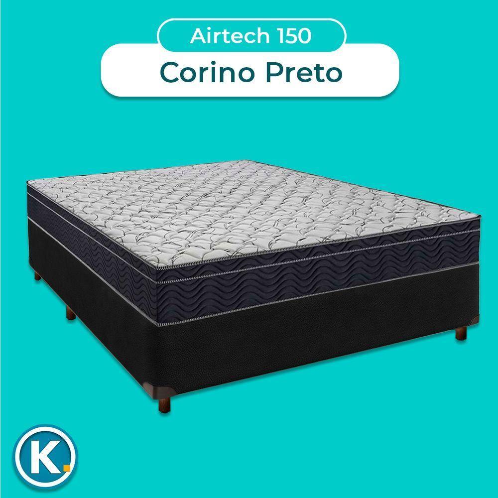 Cama Box Preto + Colchão Casal Airtech 150 Ortobom - 4