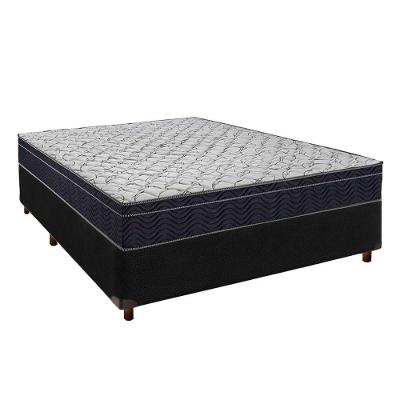Cama Box Preto + Colchão Casal Airtech 150 Ortobom