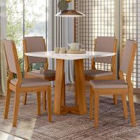 Conjunto Sala De Jantar Mesa Rubi 90cm Com 4 Cadeiras Carol Ypê/off White/lux - New Ceval  - 1