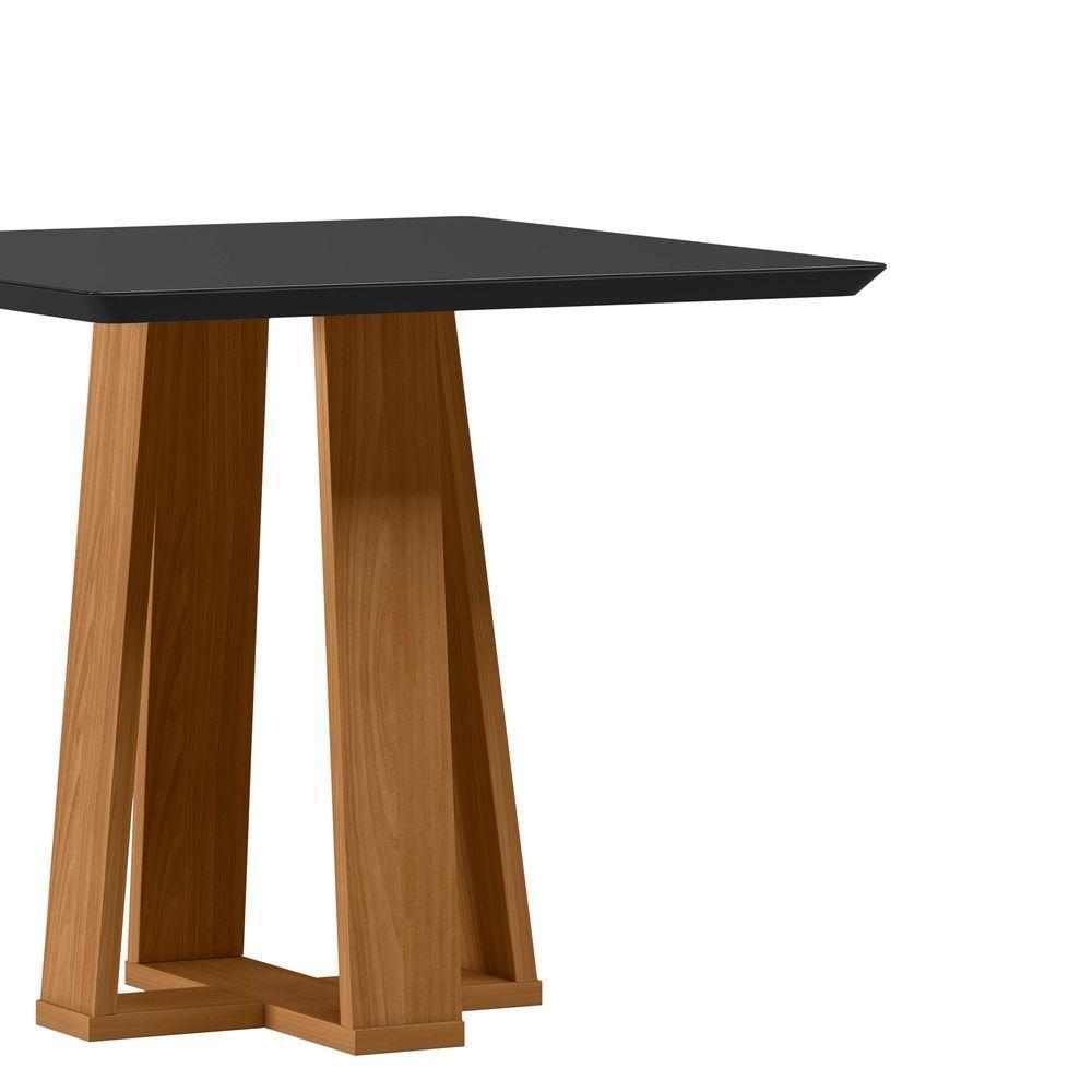 Mesa De Jantar Quadrada 4 Lugares 90cm Tampo Mdf Com Vidro Valencia Ypê/preto - New Ceval - 2