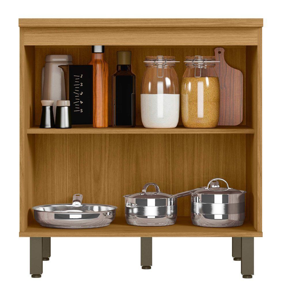 Balcão De Cozinha 80cm 2 Portas Com Tampo Criare Freijó/off Acetinado - Poliman - 2