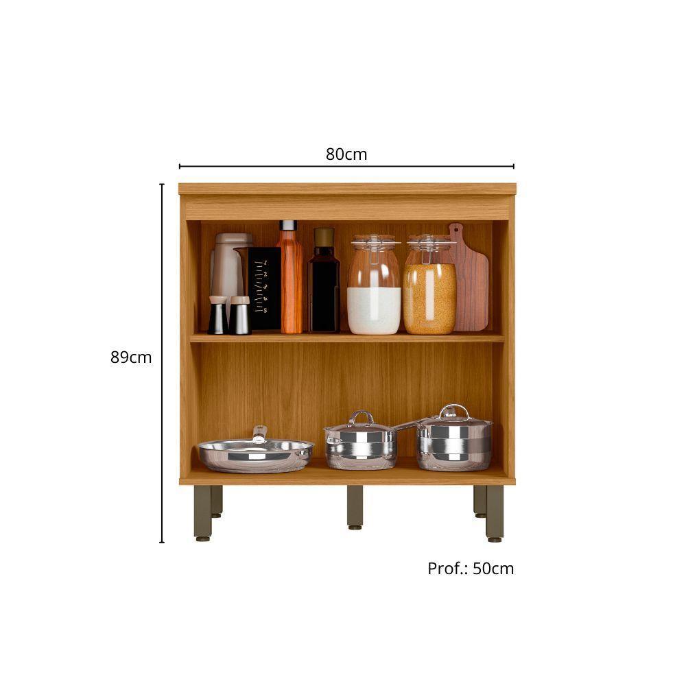 Balcão De Cozinha 80cm 2 Portas Com Tampo Criare Freijó/off Acetinado - Poliman - 4