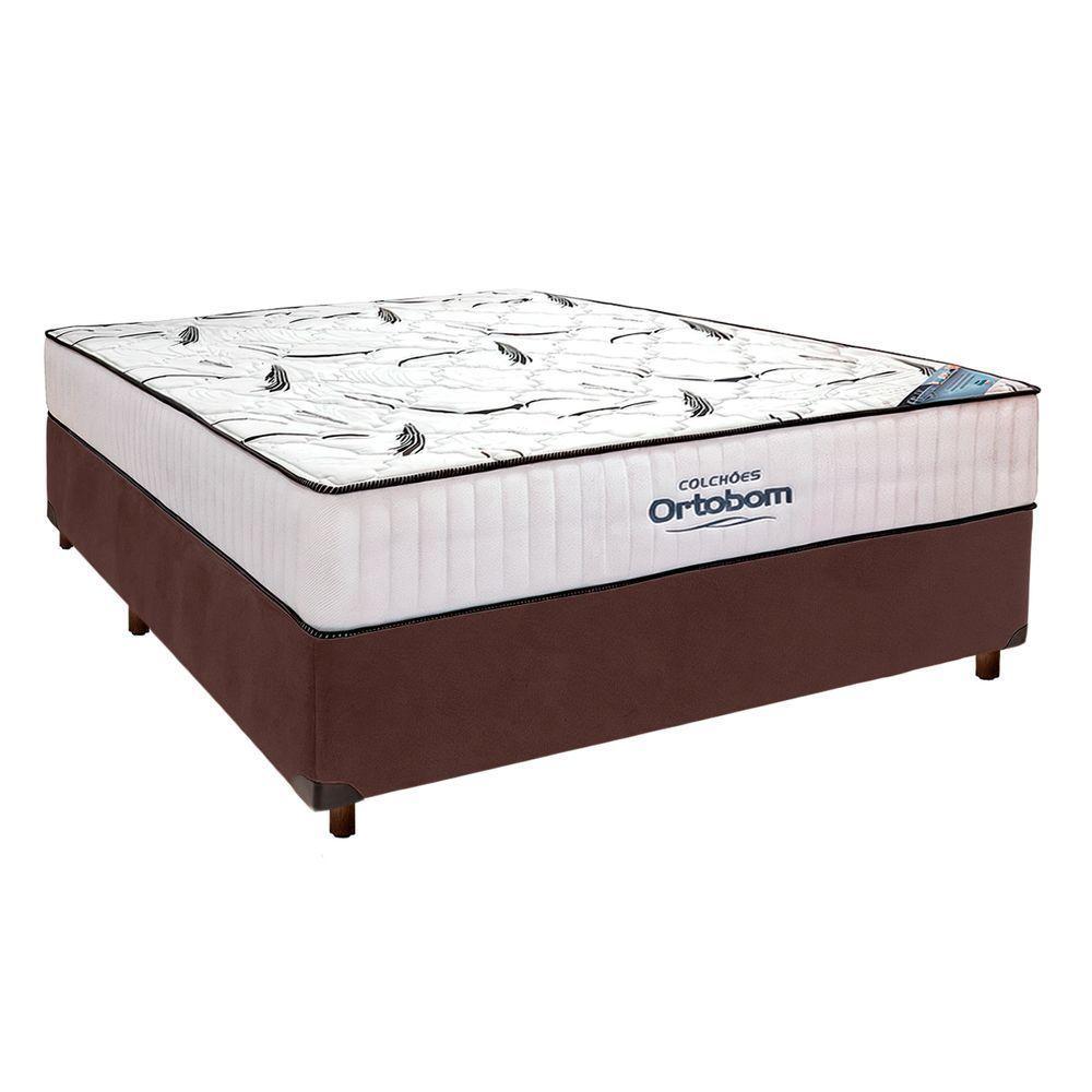 Cama Box Cinza + Colchão Casal High Foam Ortobom - 1
