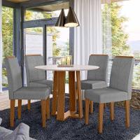 Conjunto Sala De Jantar Mesa Isabela 1,00m Com 4 Cadeiras Amanda Ypê/off White/ln02 - New Ceval  - 1