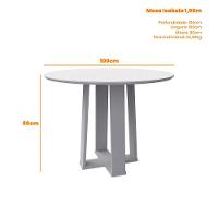 Conjunto Sala De Jantar Mesa Isabela 1,00m Com 4 Cadeiras Amanda Ypê/off White/ln02 - New Ceval  - 6