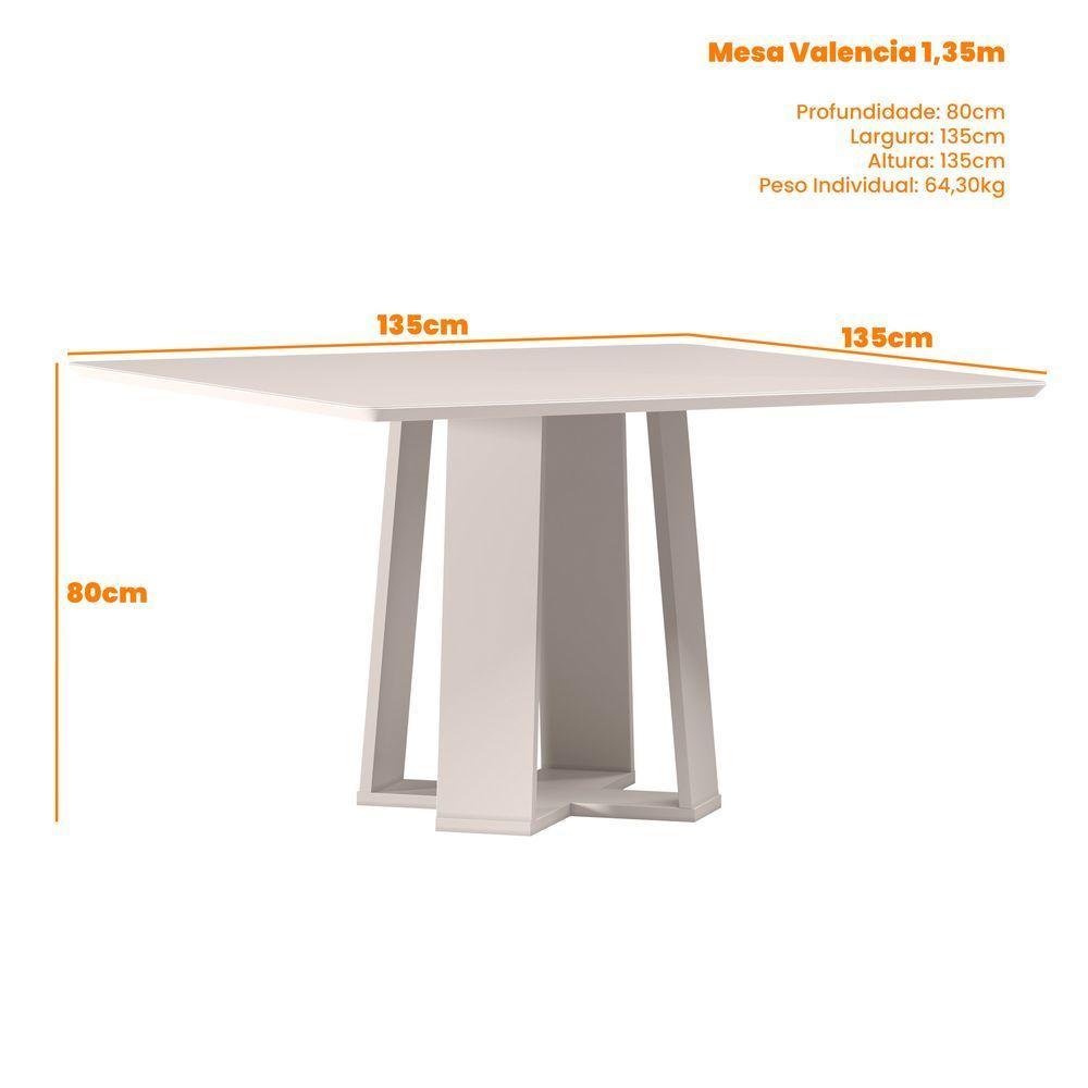 Conjunto Sala De Jantar Mesa Valência 1,35 Com Tampo Giratório E 6 Cadeiras Ana Ypê/off White/ln02 - New Ceval - 5