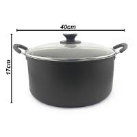 Panela Caçarola Grande Família Aderente com Tampa de Vidro - 19