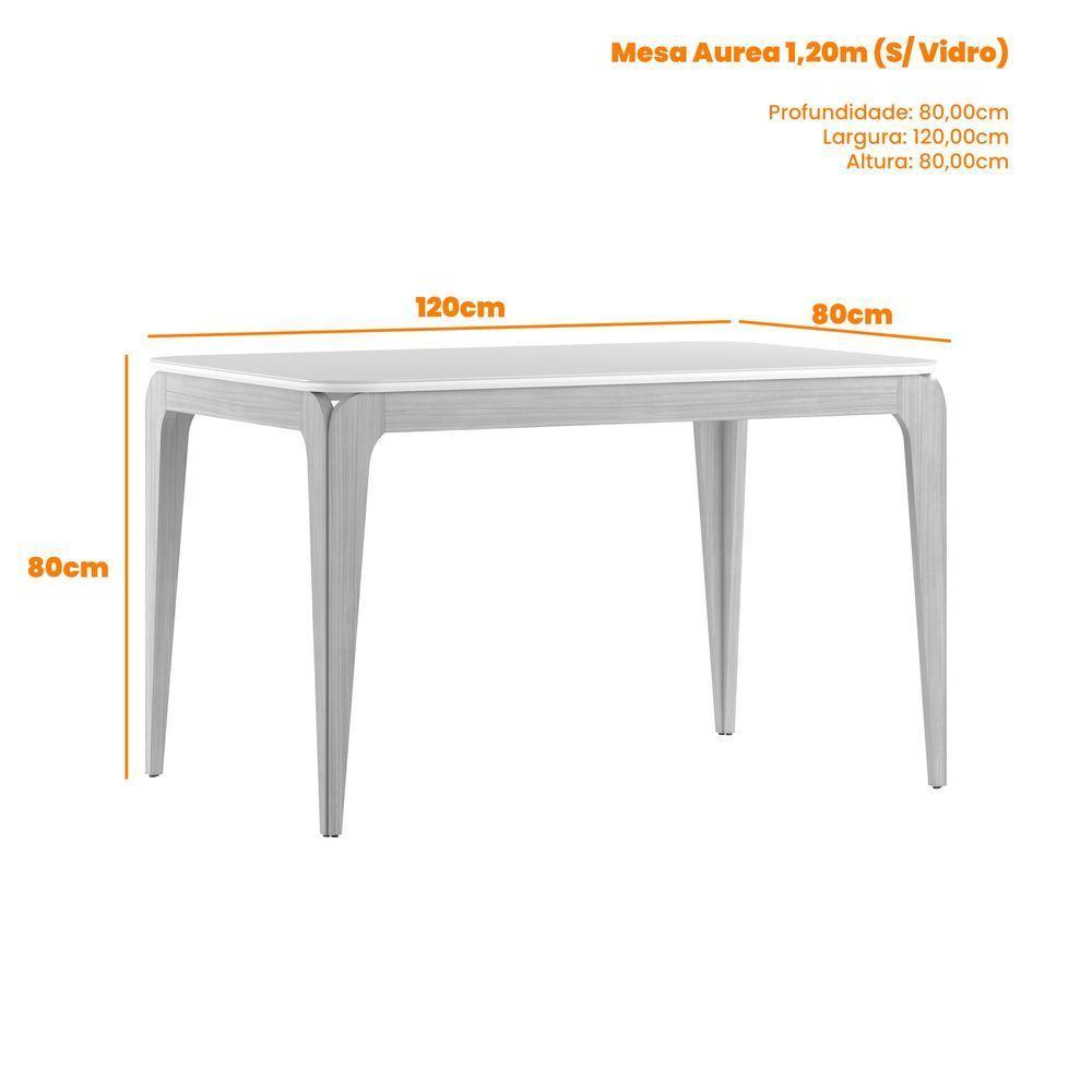 Mesa De Jantar Para 4 Lugares 1,20m Tampo Mdf Aurea Ypê - New Ceval - 3
