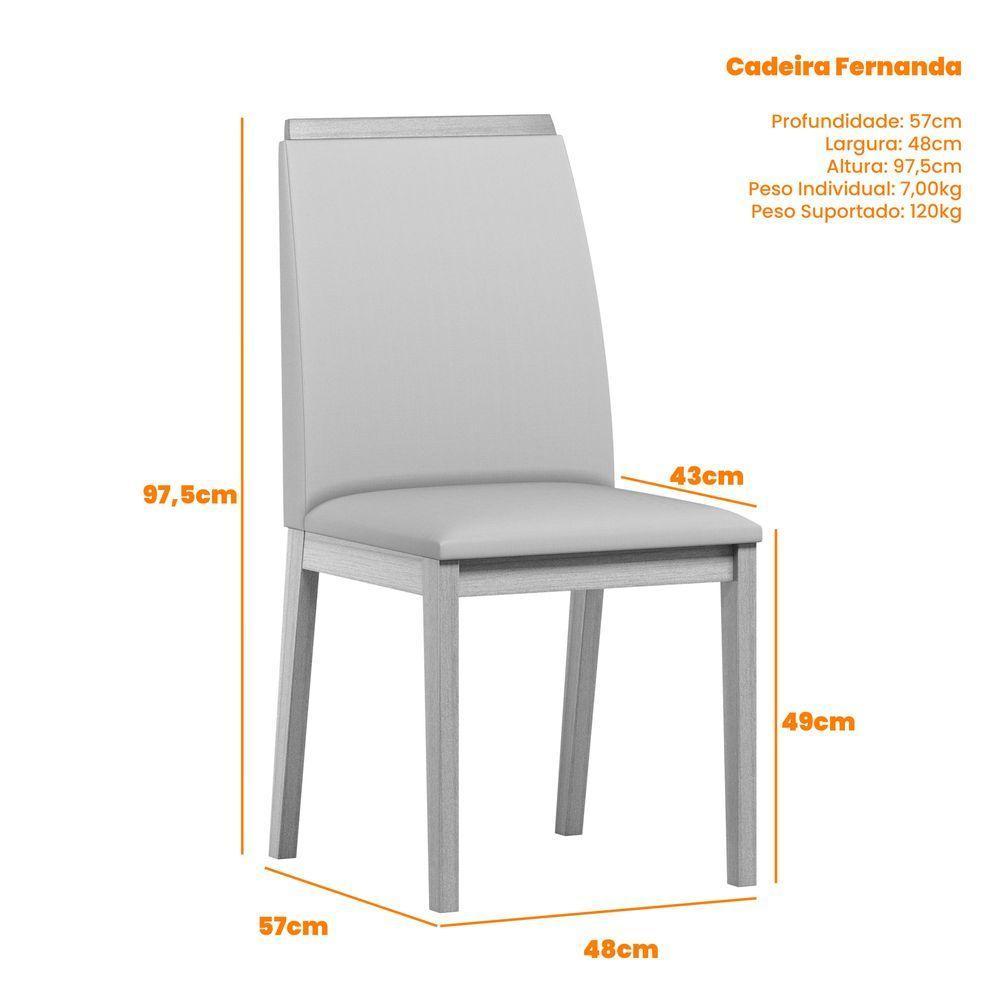 Conjunto Sala De Jantar Mesa Anitta 1,20m Com 4 Cadeiras Fernanda Ypê/off White/lux - New Ceval - 6