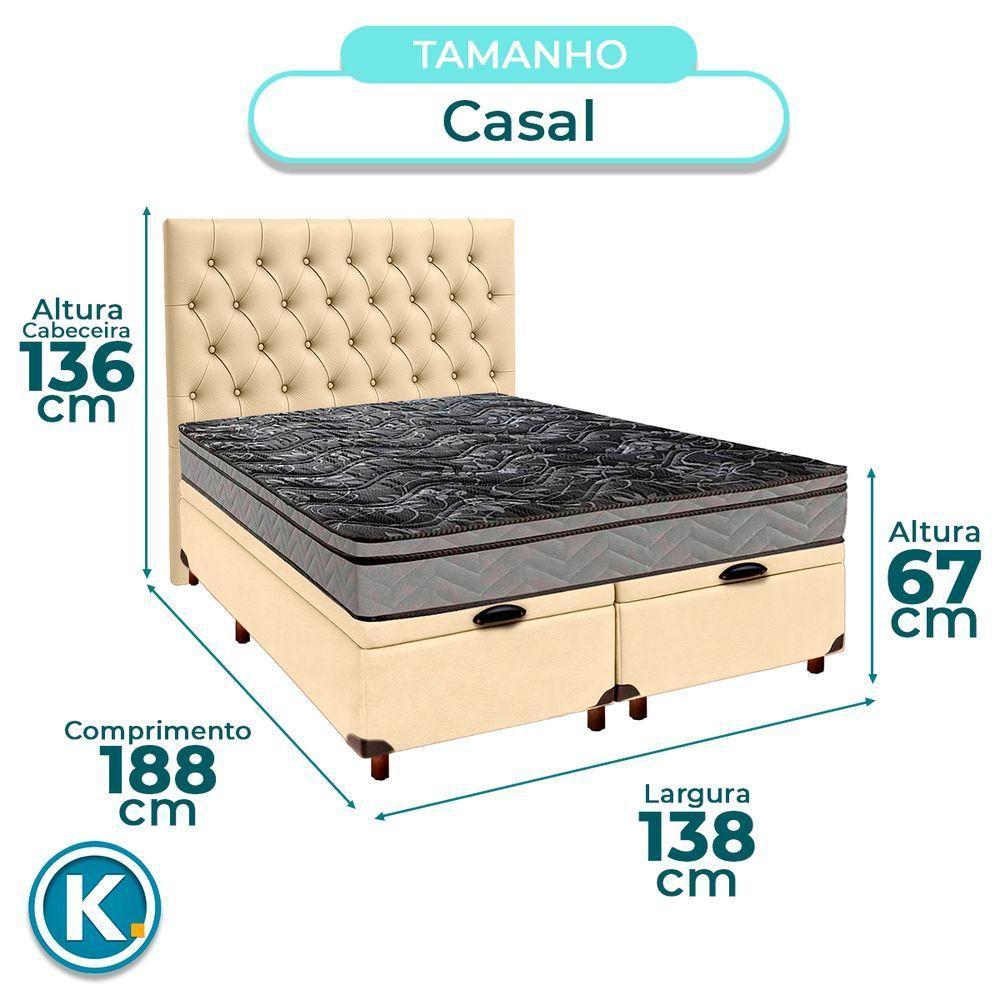 Cama Box Bau + Colchão Casal D28 Conforto Paropas + Cabeceira Estofada - 3