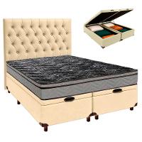 Cama Box Bau + Colchão Casal D28 Conforto Paropas + Cabeceira Estofada - 1