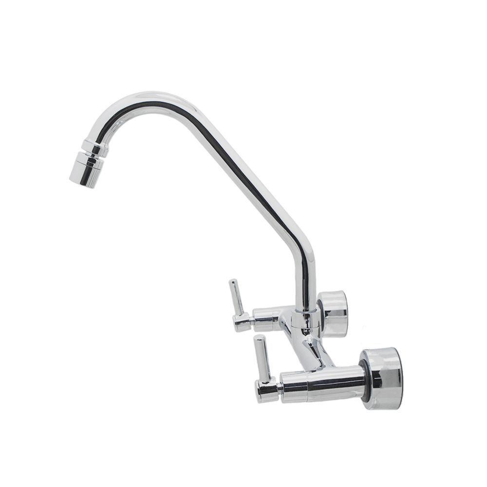 Torneira Pia Misturador Cozinha Parede Bica Móvel Cromado - 1
