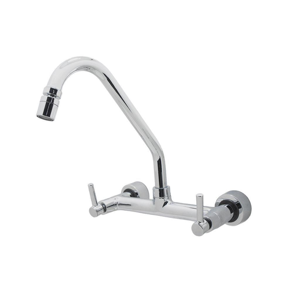 Torneira Pia Misturador Cozinha Parede Bica Móvel Cromado - 3