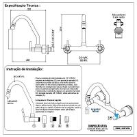 Torneira Pia Misturador Cozinha Parede Bica Móvel Cromado - 5