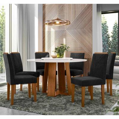 Conjunto Sala De Jantar Mesa Isabela 1,35m Com Tampo Giratório E 6 Cadeiras Amanda Ypê/off White/ja03 - New Ceval
