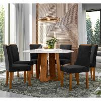 Conjunto Sala De Jantar Mesa Isabela 1,35m Com Tampo Giratório E 6 Cadeiras Amanda Ypê/off White/ja03 - New Ceval - 1