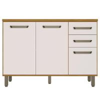 Balcão Para Pia De Cozinha 120cm 3 Portas 2 Gavetas Com Tampo Criare Freijó/off Acetinado - Poliman - 1