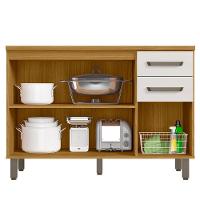 Balcão Para Pia De Cozinha 120cm 3 Portas 2 Gavetas Com Tampo Criare Freijó/off Acetinado - Poliman - 2