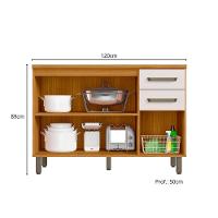 Balcão Para Pia De Cozinha 120cm 3 Portas 2 Gavetas Com Tampo Criare Freijó/off Acetinado - Poliman - 4