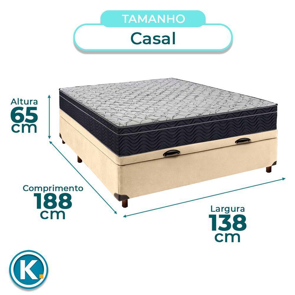 Cama Box Azul + Colchão Casal Airtech 150 Ortobom - 3