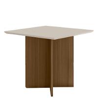Mesa De Jantar Quadrada 4 Lugares 90cm Tampo Chanfrado Sem Vidro Helô Carvalho/off White - Poliman - 1